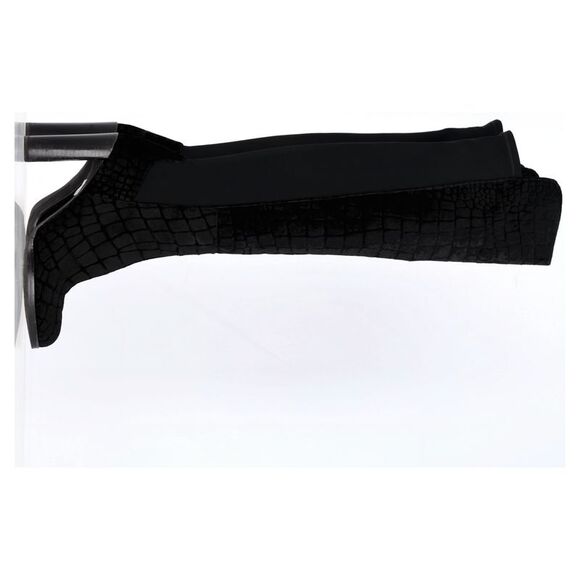 Stuart Weitzman Crocodile-Embossed Knee-High Heeled Boots in Black Velvet - Picture 10 of 12